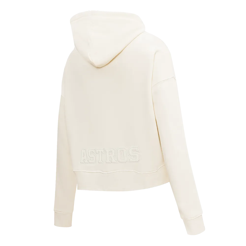 MLB HOUSTON ASTROS NEUTRAL WOMEN'S CROPPED PO HOODIE (EGGSHELL)