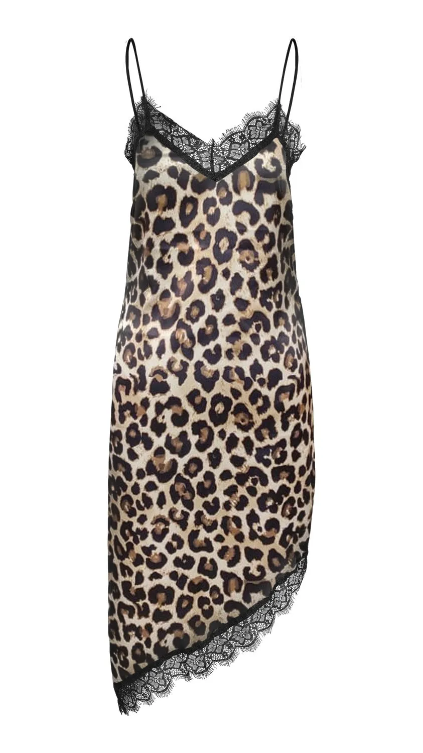 NM SANTAL ASYMETRIC SLIP DRESS - LEO PRINT