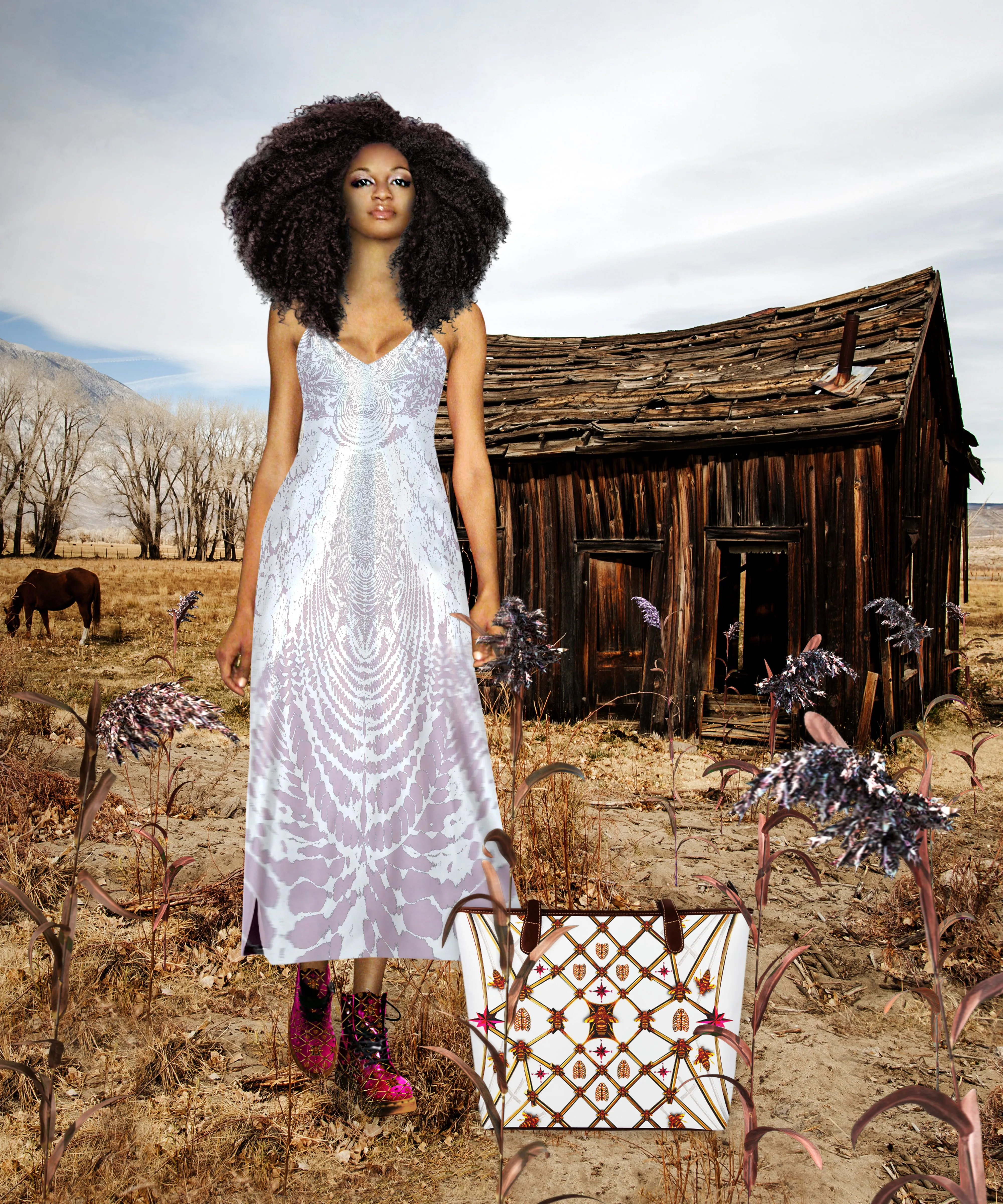 Not Ya Mama's Tie Dye- French Gothic V Neck Slip Dress in Nouveau Blush Lavender | Le Leanian™