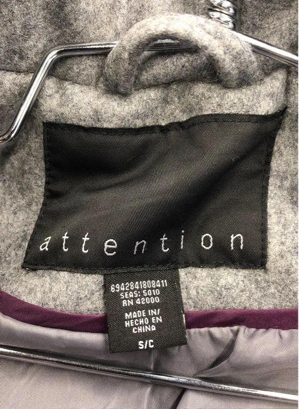 NWT Attention Women's Gray Overcoat - Size Small