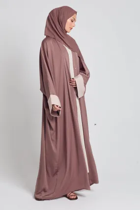 Open Farasha With Folded Contrast Cuffs - Warm Taupe