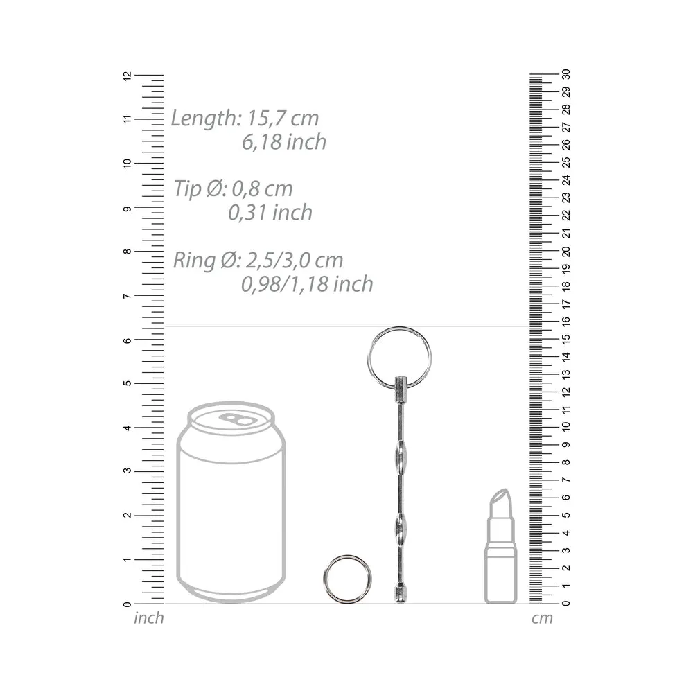 Ouch! Urethral Sounding Beaded Stainless Steel Dilator With Ring 9.5 mm