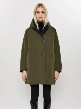 Parka Reversibile in Memory Militare/Nero