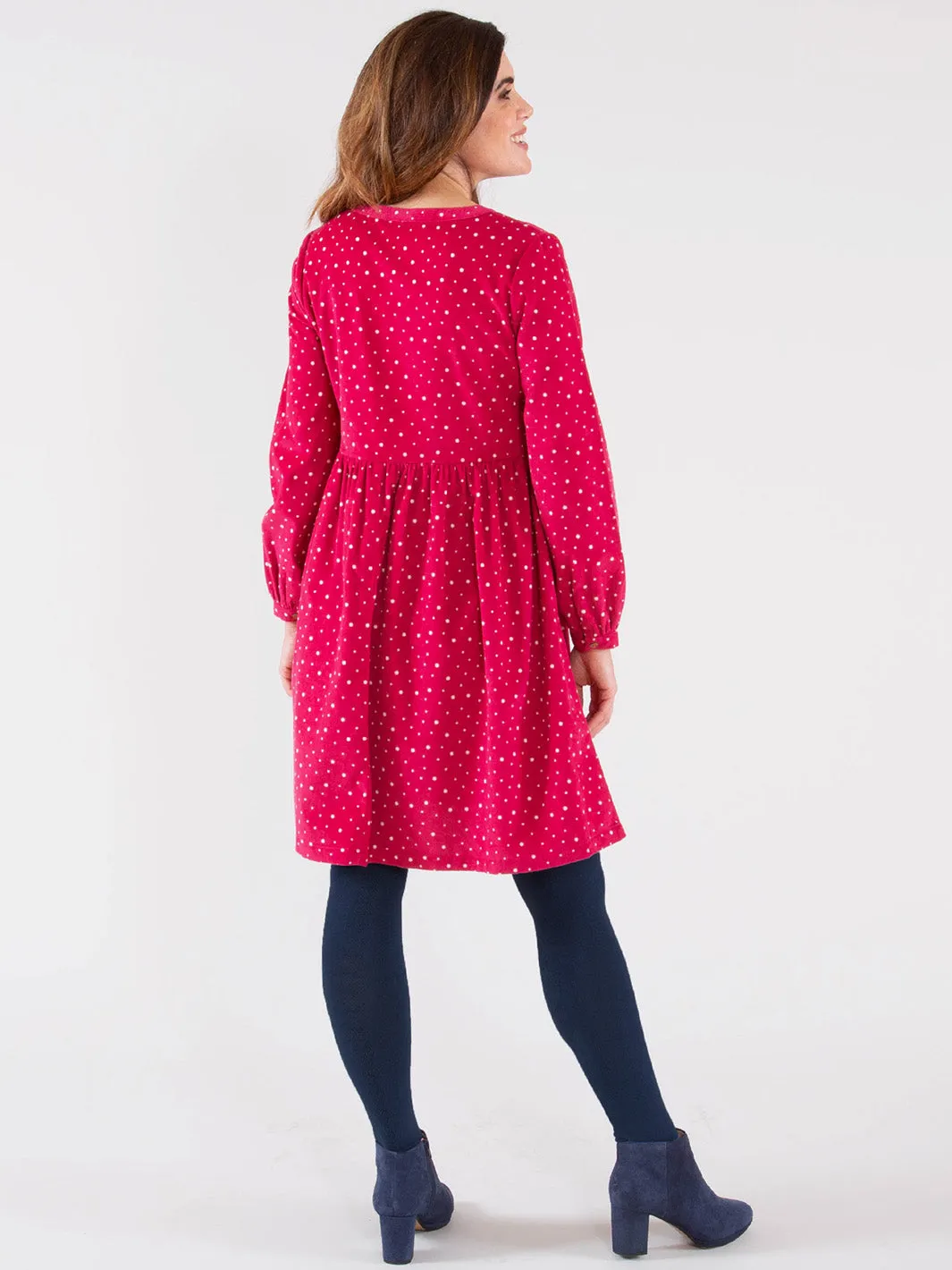 Peninsula cord dress snowball dot