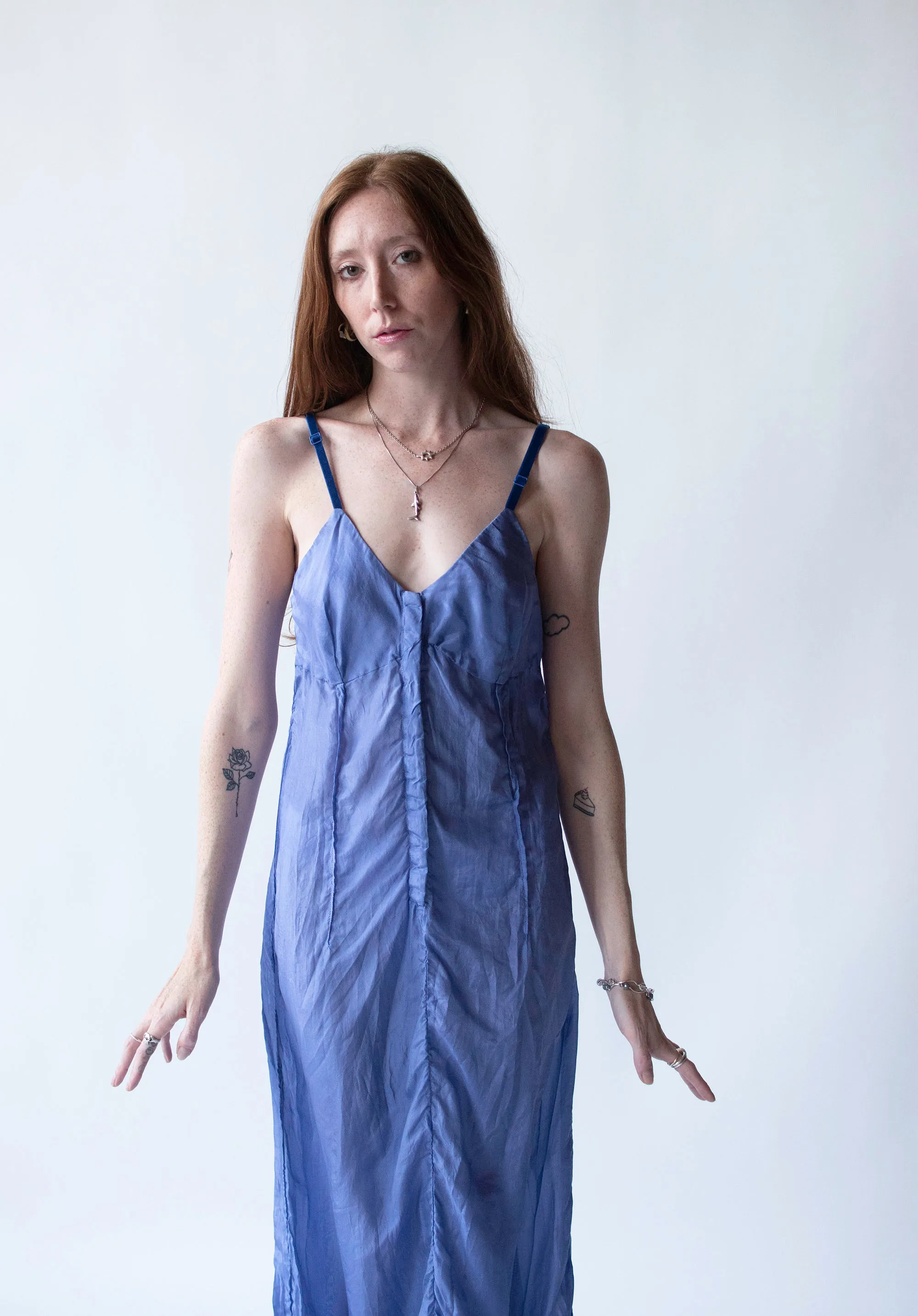 Periwinkle silk slip dress