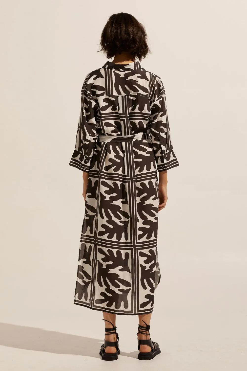 pinpoint dress - frond choc