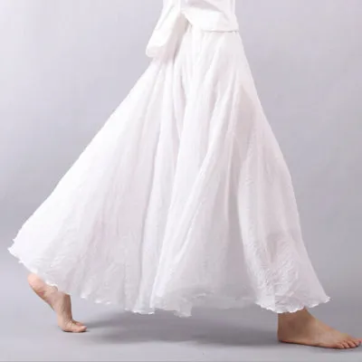 Pleated Vintage Linen Maxi Skirt