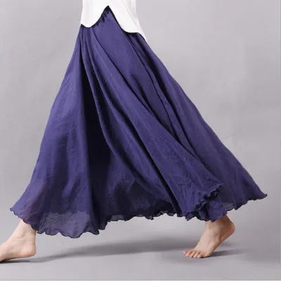 Pleated Vintage Linen Maxi Skirt