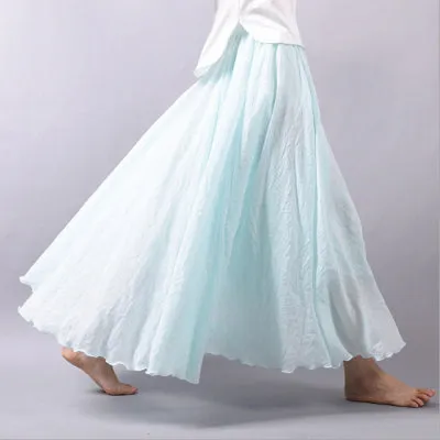 Pleated Vintage Linen Maxi Skirt