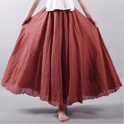 Pleated Vintage Linen Maxi Skirt
