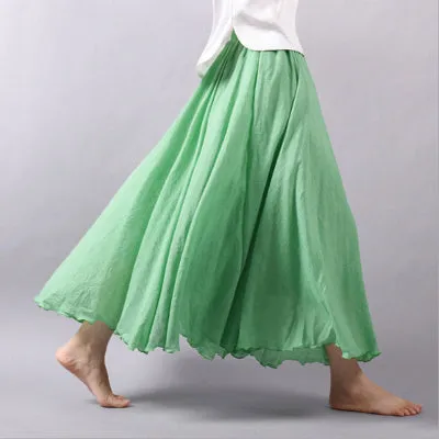 Pleated Vintage Linen Maxi Skirt