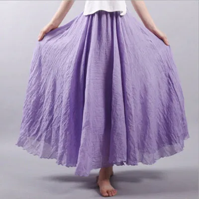 Pleated Vintage Linen Maxi Skirt