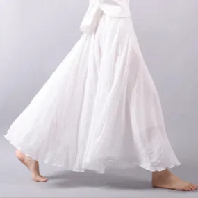 Pleated Vintage Linen Maxi Skirt