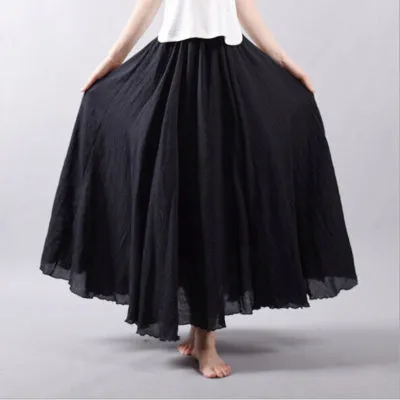 Pleated Vintage Linen Maxi Skirt