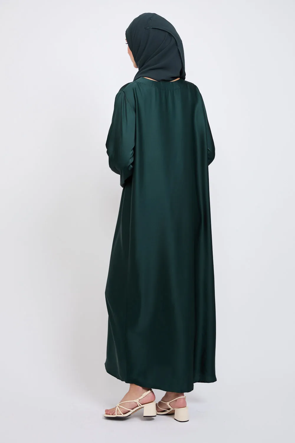Premium Rain Forest Satin Inner Slip Dress - LONG SLEEVE