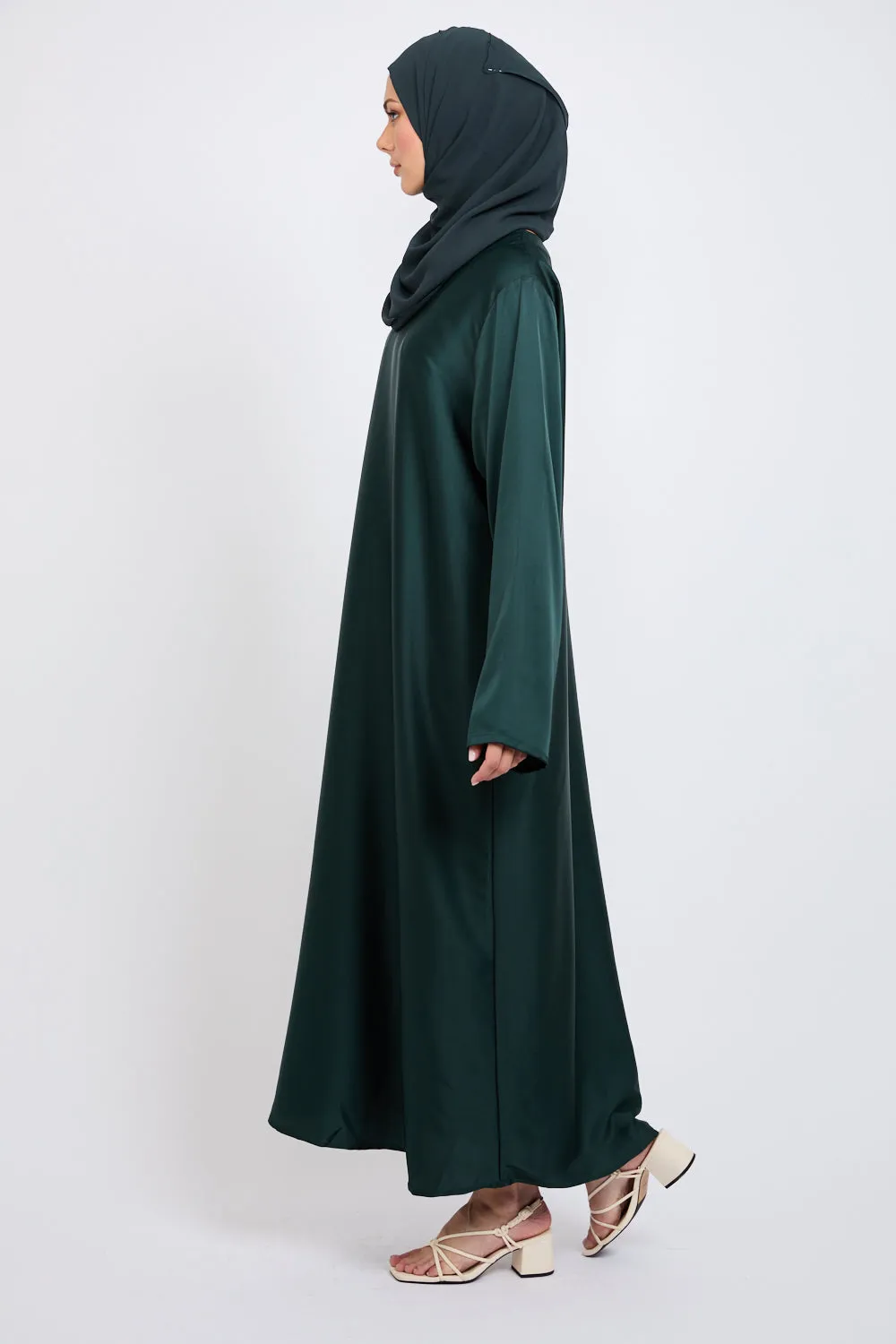 Premium Rain Forest Satin Inner Slip Dress - LONG SLEEVE