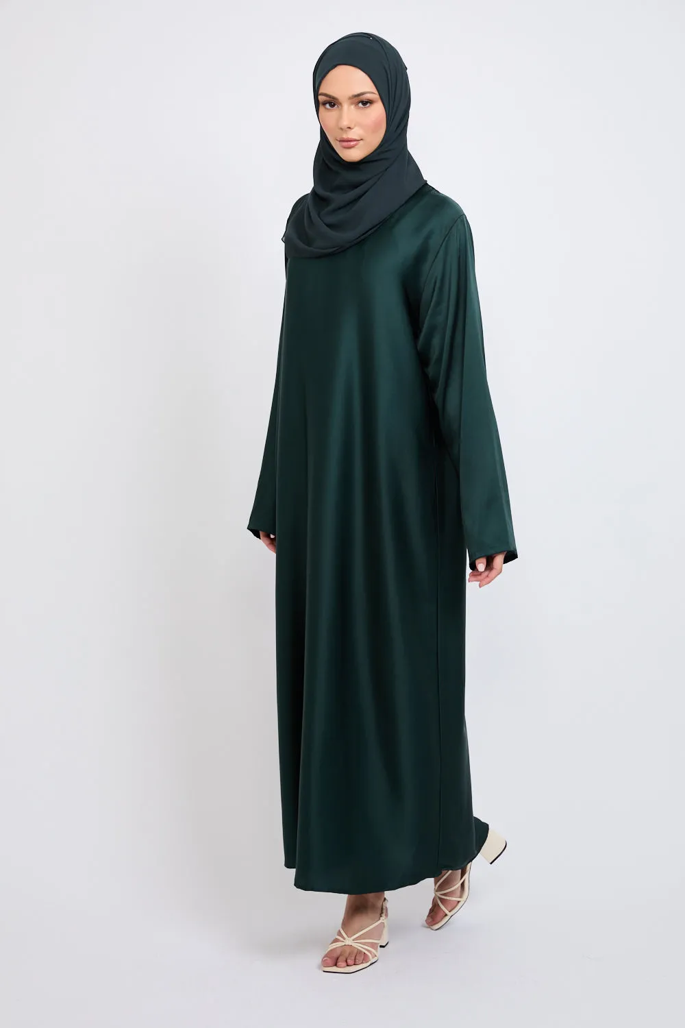 Premium Rain Forest Satin Inner Slip Dress - LONG SLEEVE