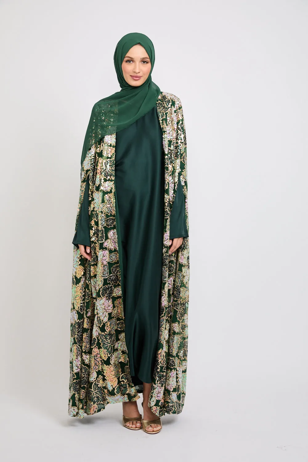 Premium Rain Forest Satin Inner Slip Dress - LONG SLEEVE