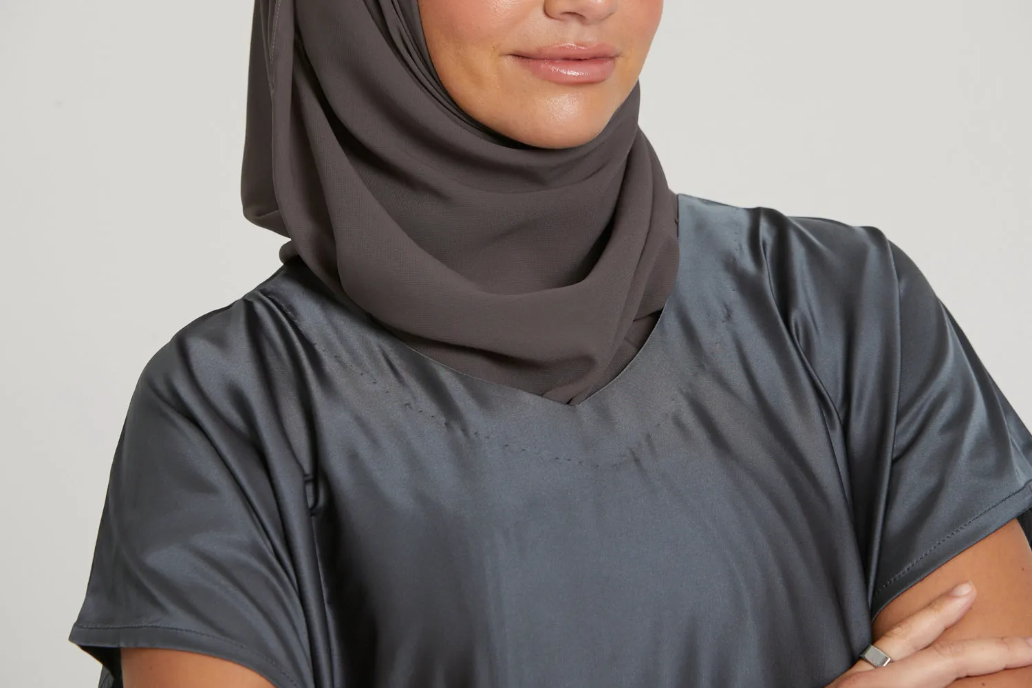 Premium Satin Inner Slip Dress - Dark Shadow