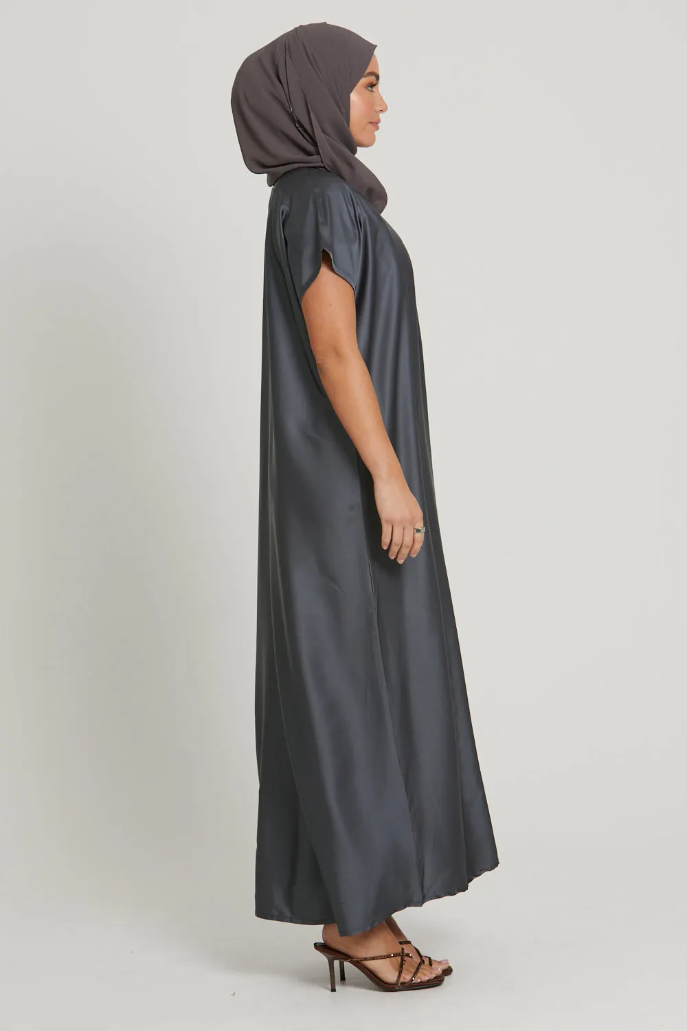 Premium Satin Inner Slip Dress - Dark Shadow