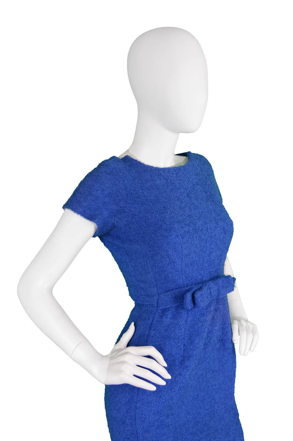 Preowned Blue Bouclé Wool Mini Dress, 1960s