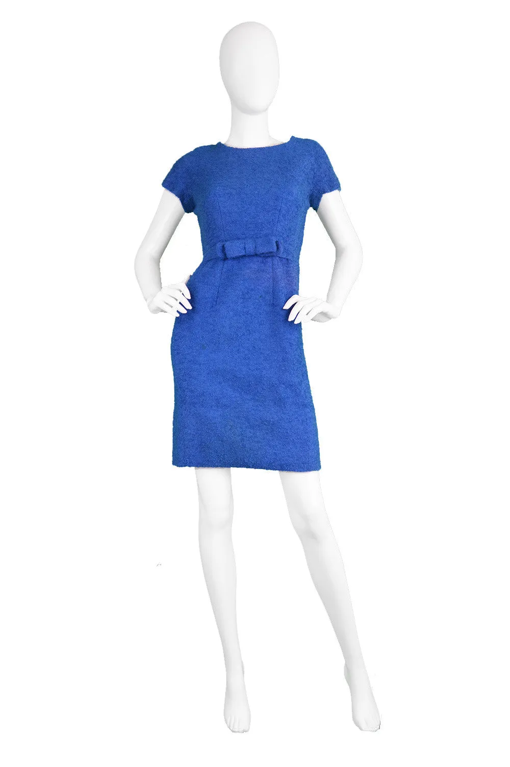 Preowned Blue Bouclé Wool Mini Dress, 1960s
