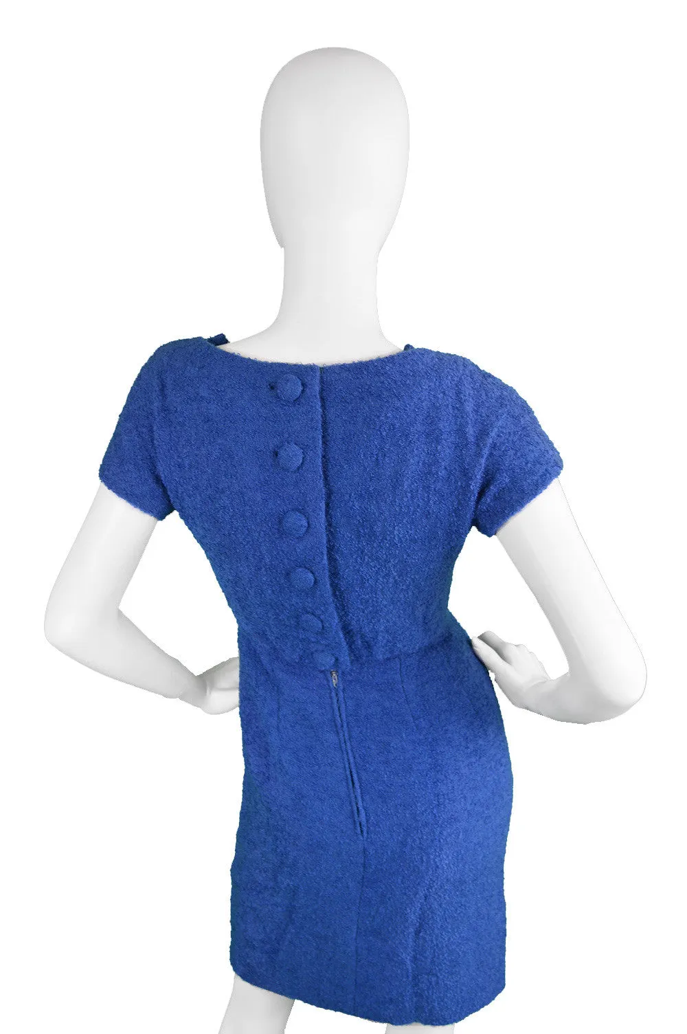 Preowned Blue Bouclé Wool Mini Dress, 1960s
