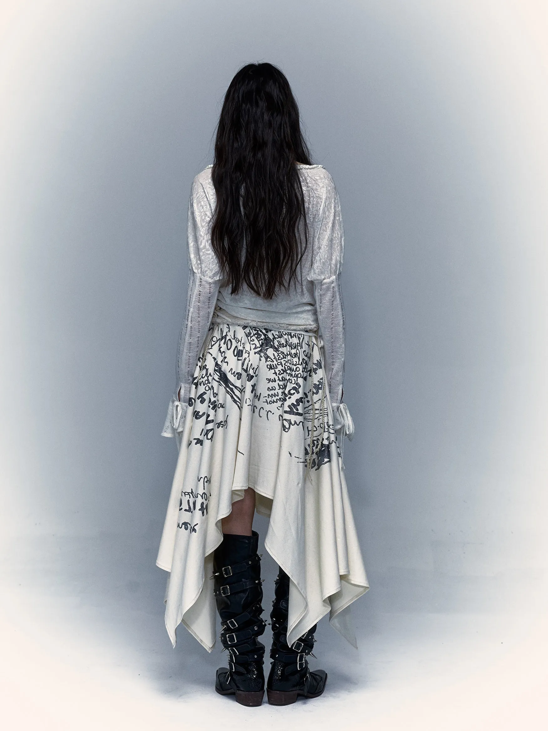 Print 2way Bare-top Belted Skirt