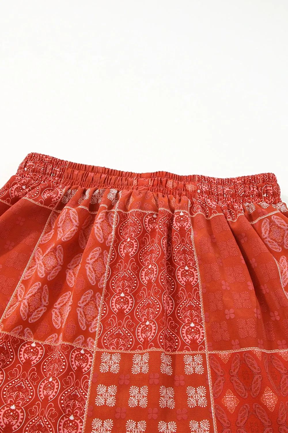 Printed Drawstring Midi Skirt