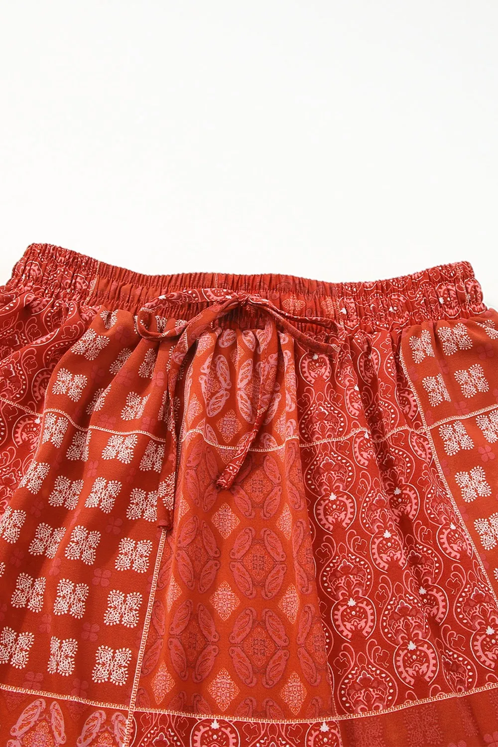 Printed Drawstring Midi Skirt