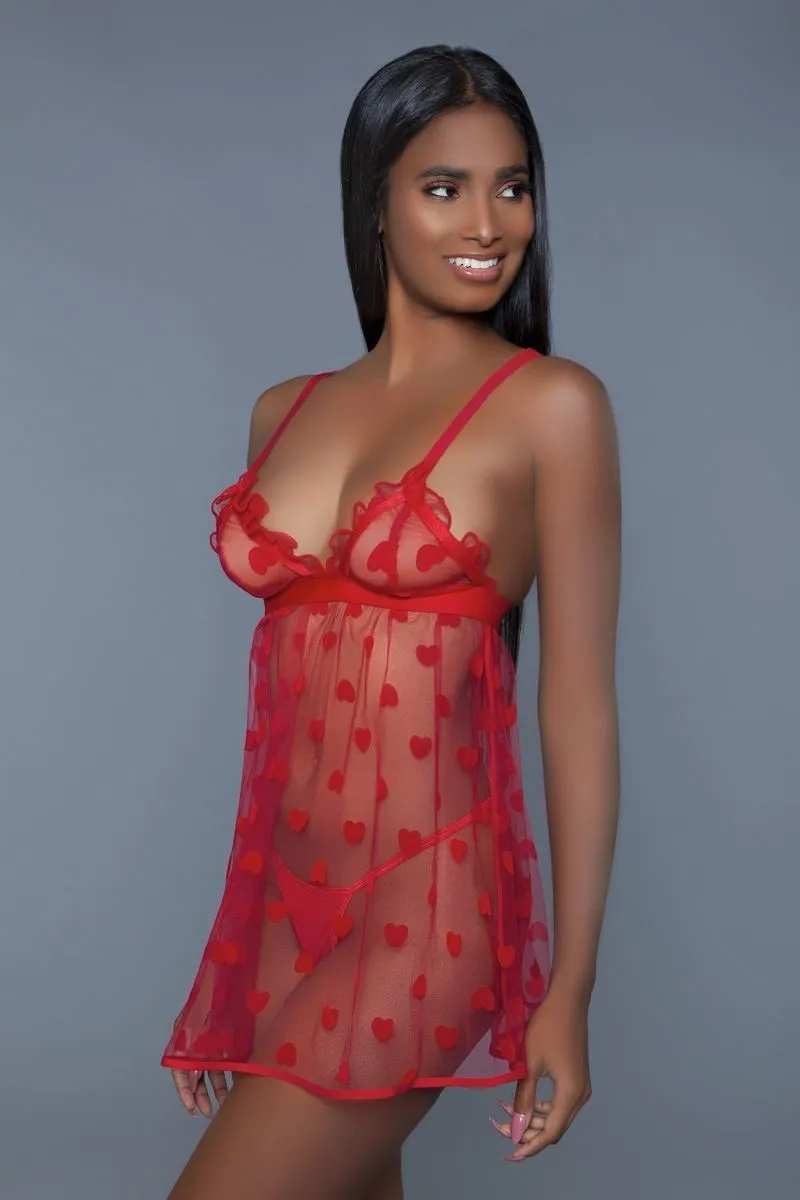 Red Heart Lingerie Slip Dress