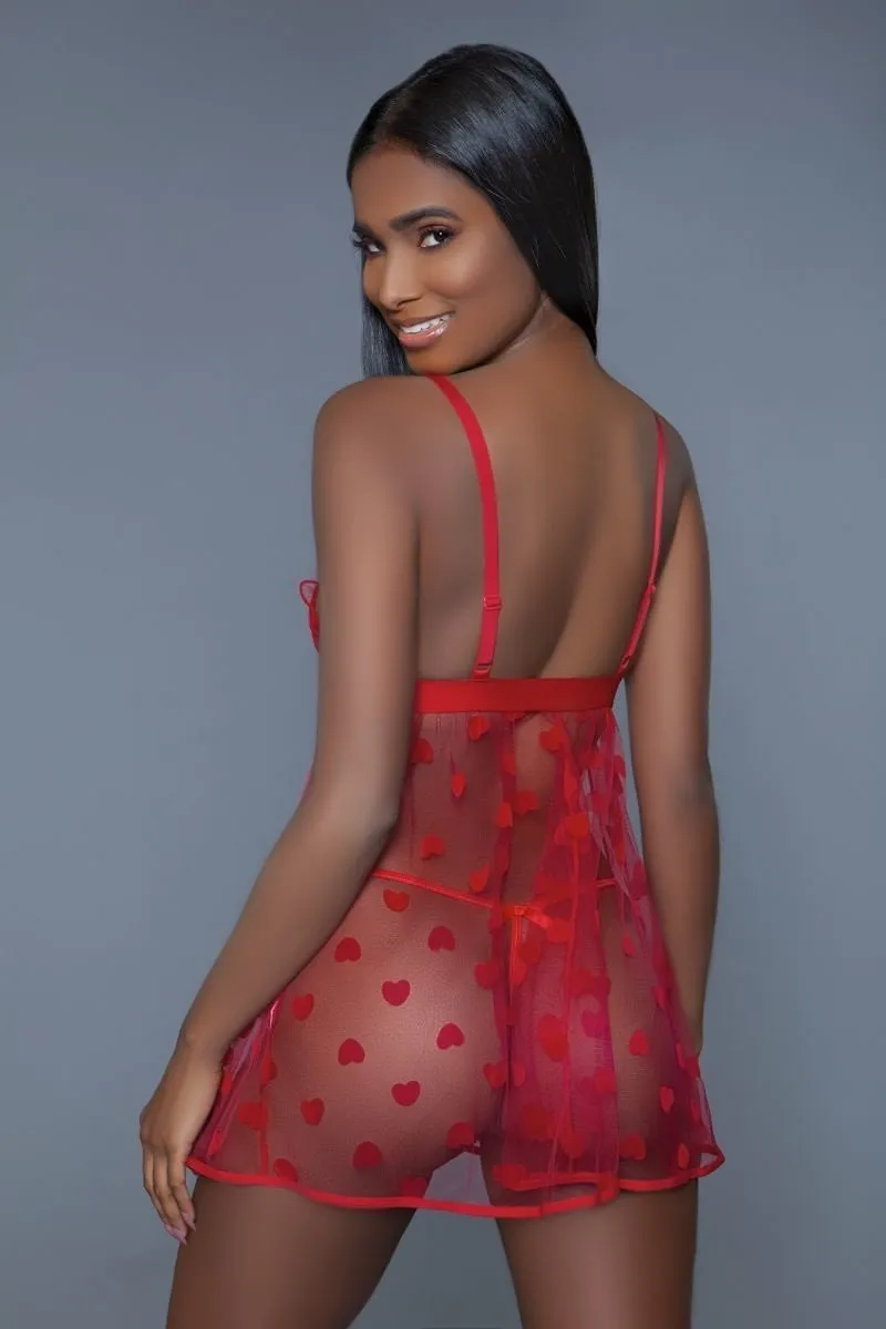 Red Heart Lingerie Slip Dress