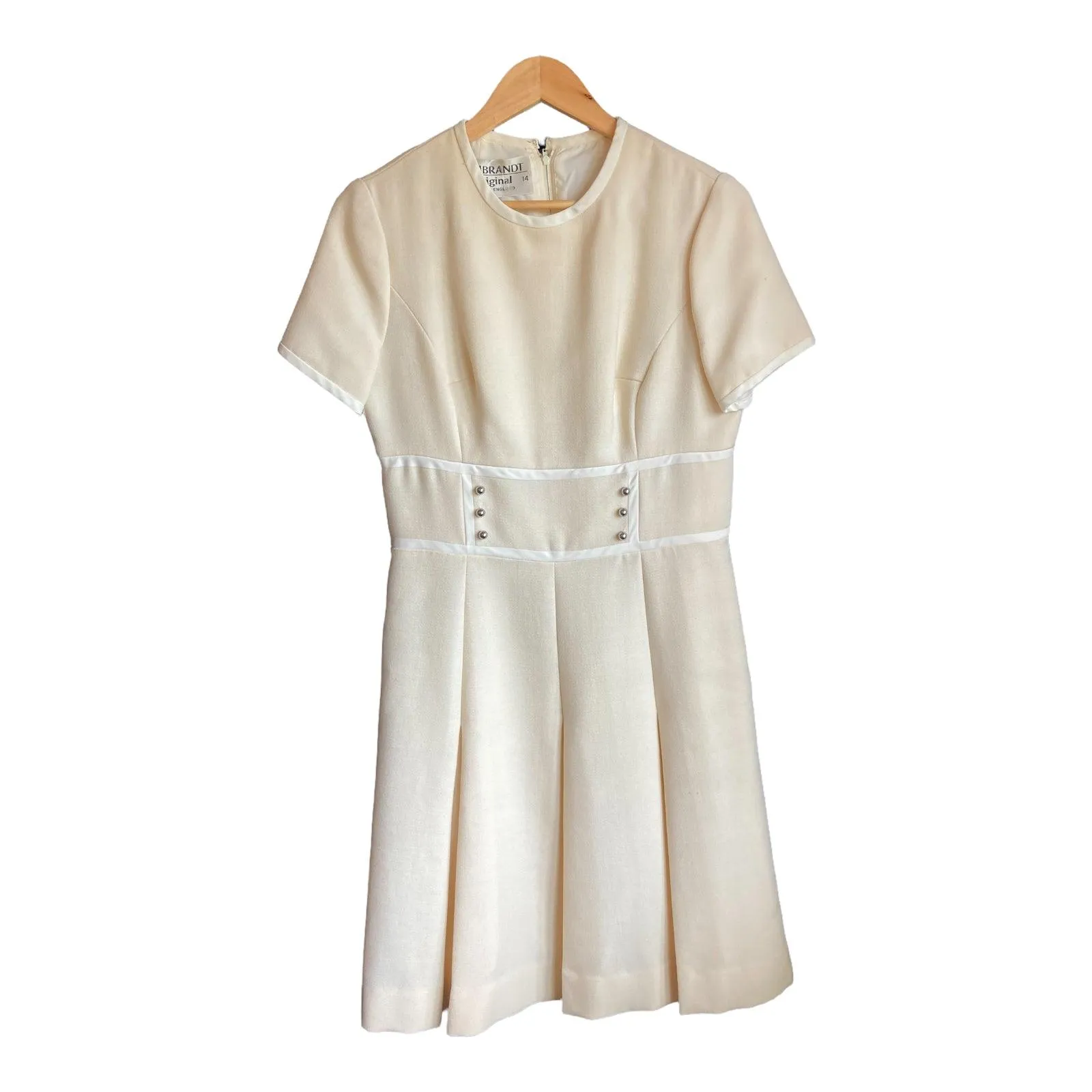 Rembrandt Original Wool Cream Short Sleeve Dress UK Size 14