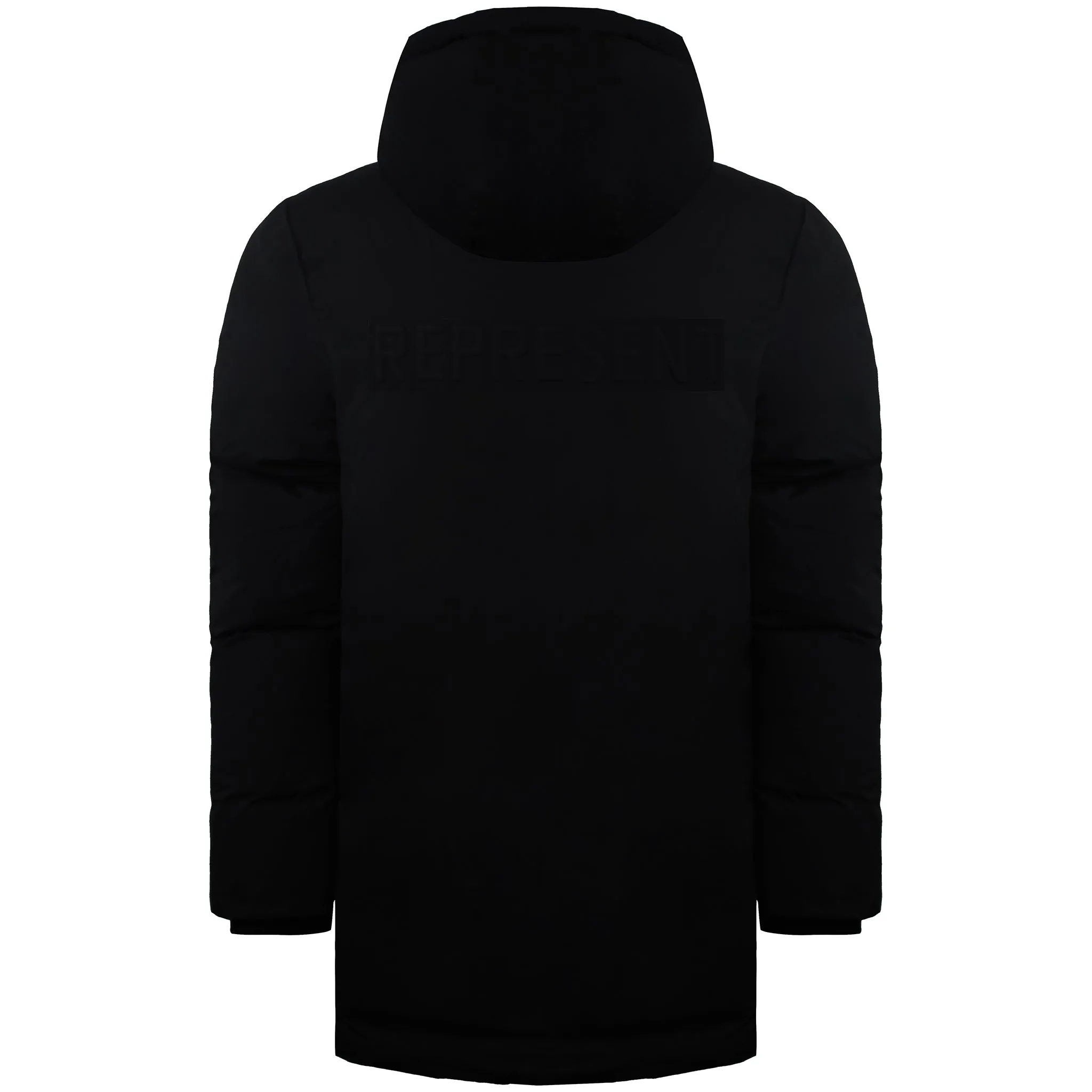 Represent Puffer Mens Black Parka Jacket
