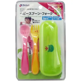 Richell - Odekake Baby Spoon and Fork with Storage Case