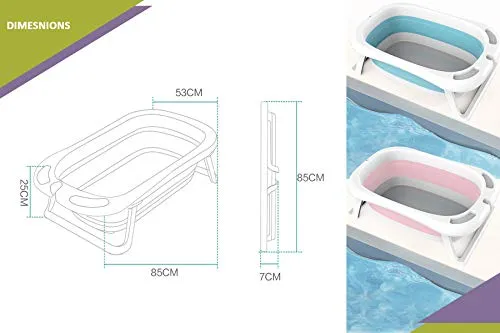Safe-O-Kid- Foldable Baby Bath Tub with  Digital Temperature Meter- Blue