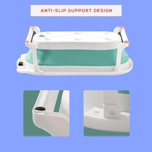 Safe-O-Kid- Foldable Baby Bath Tub with  Digital Temperature Meter- Blue