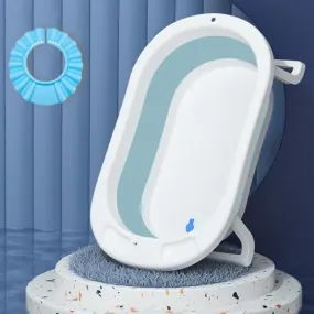 Safe-O-Kid, Foldable Baby Bath tub with hair washing cap -Blue