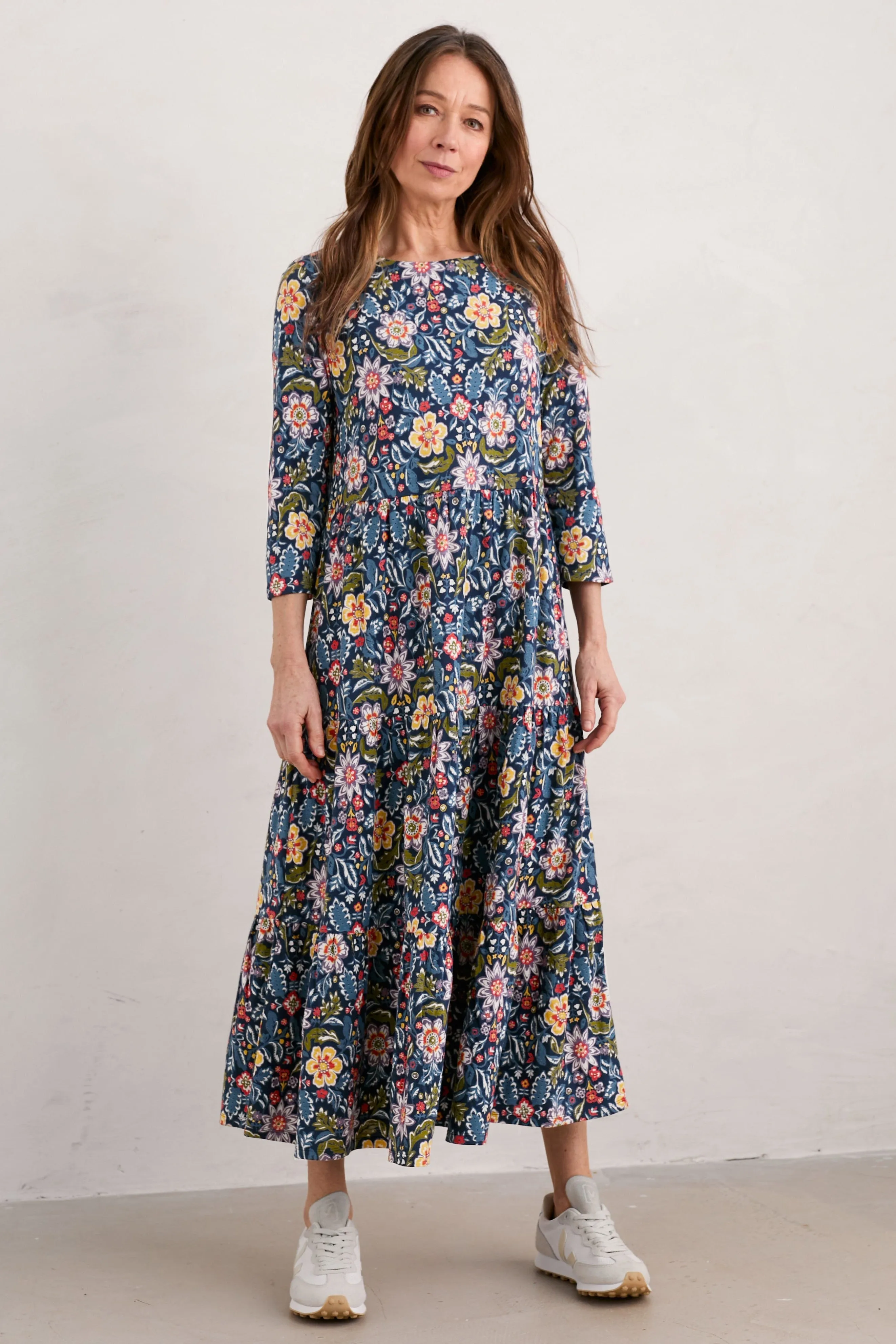 Seasalt Line Strokes Dress in Rustic Floral Maritime