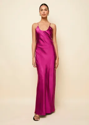 Selena Satin Dress Magenta