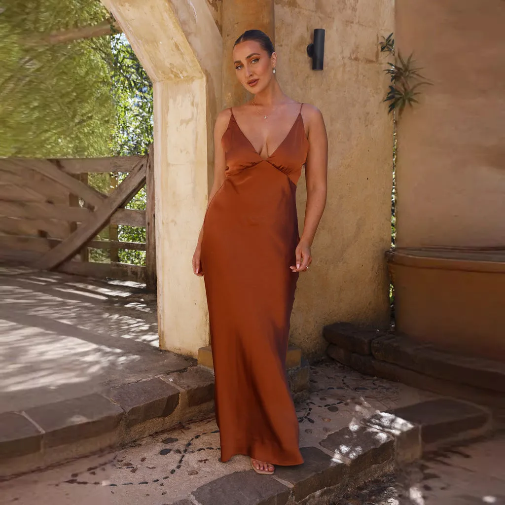 Sexy Backless Slit V-Neck Formal Dress