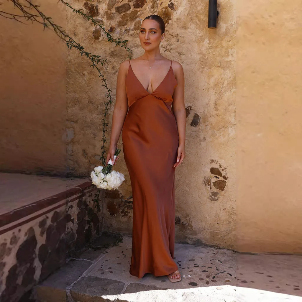 Sexy Backless Slit V-Neck Formal Dress