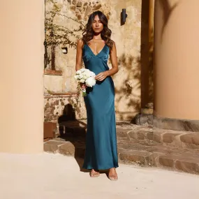 Sexy Backless Slit V-Neck Formal Dress