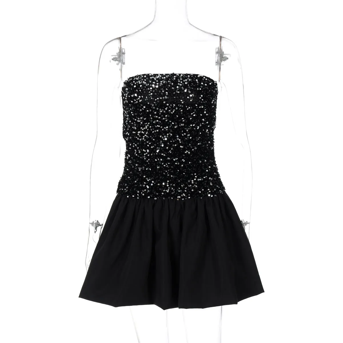 Sexy Off Shoulder Tube Top Short Sequin Party Dress