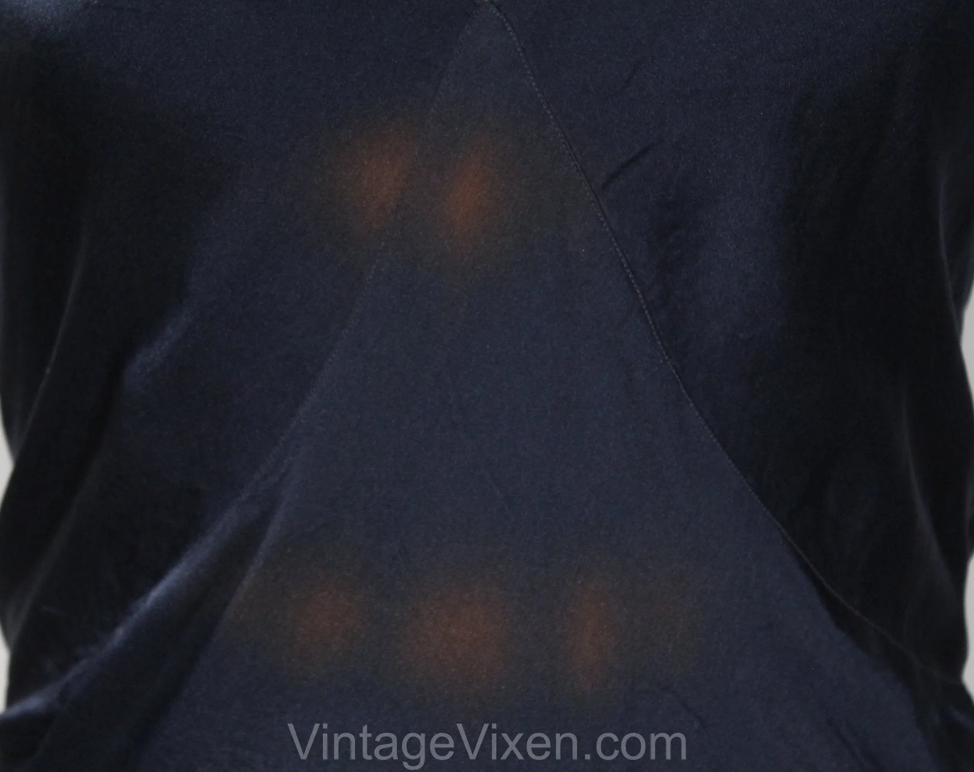 Size 8 1930s Dress - Sheer Navy Blue Voile with Scalloped Embroidery - Authentic 30s Frock & Original Slip - Plastic Bow Buttons - Bust 37