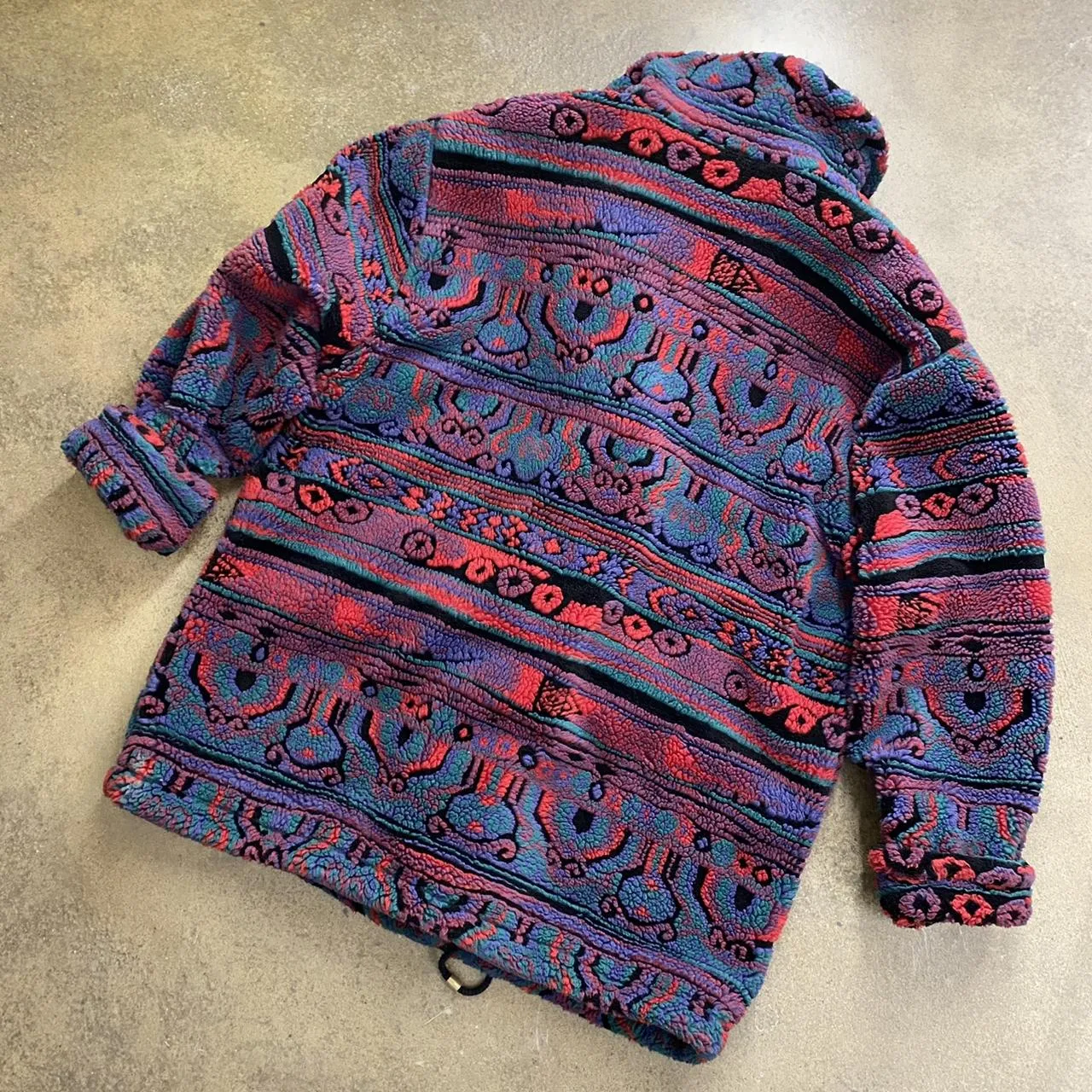 Skila Men's Outerwear Paisley Print Thick Fleece Jacket Size Large Long Sleeve Button Front