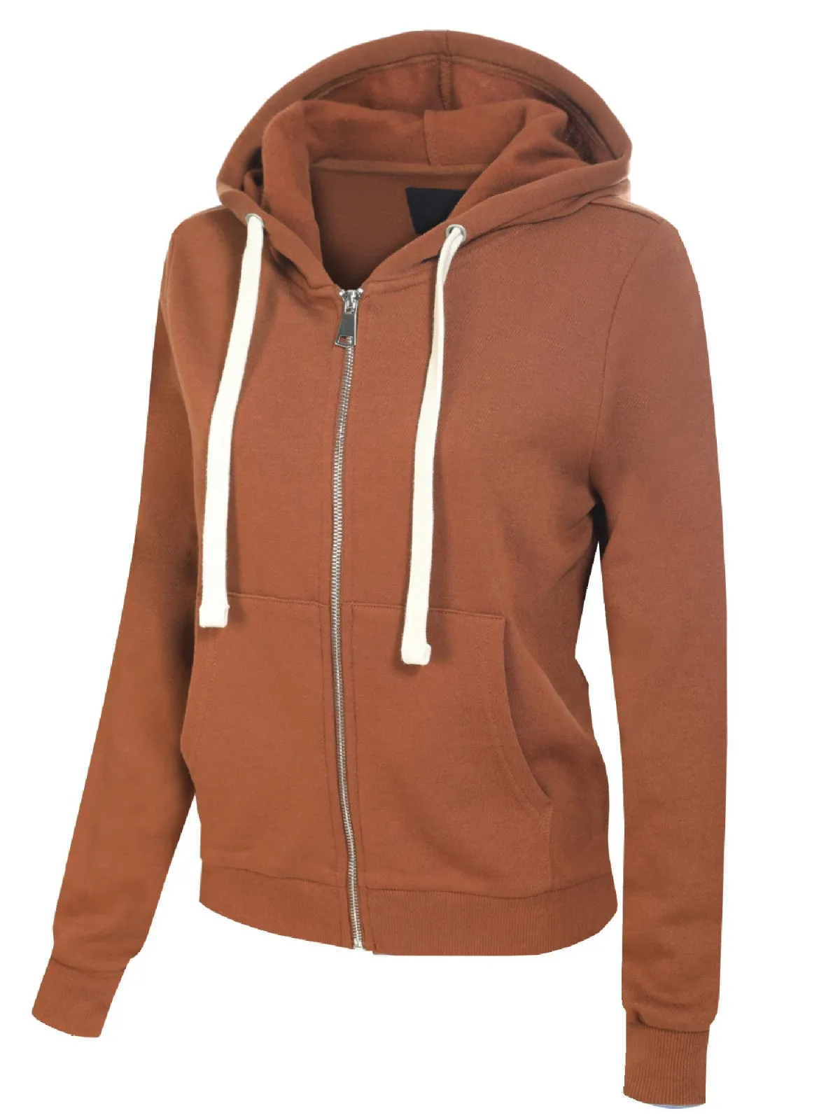 Solid Basic Long Sleeve Zip Up Fleece Jacket