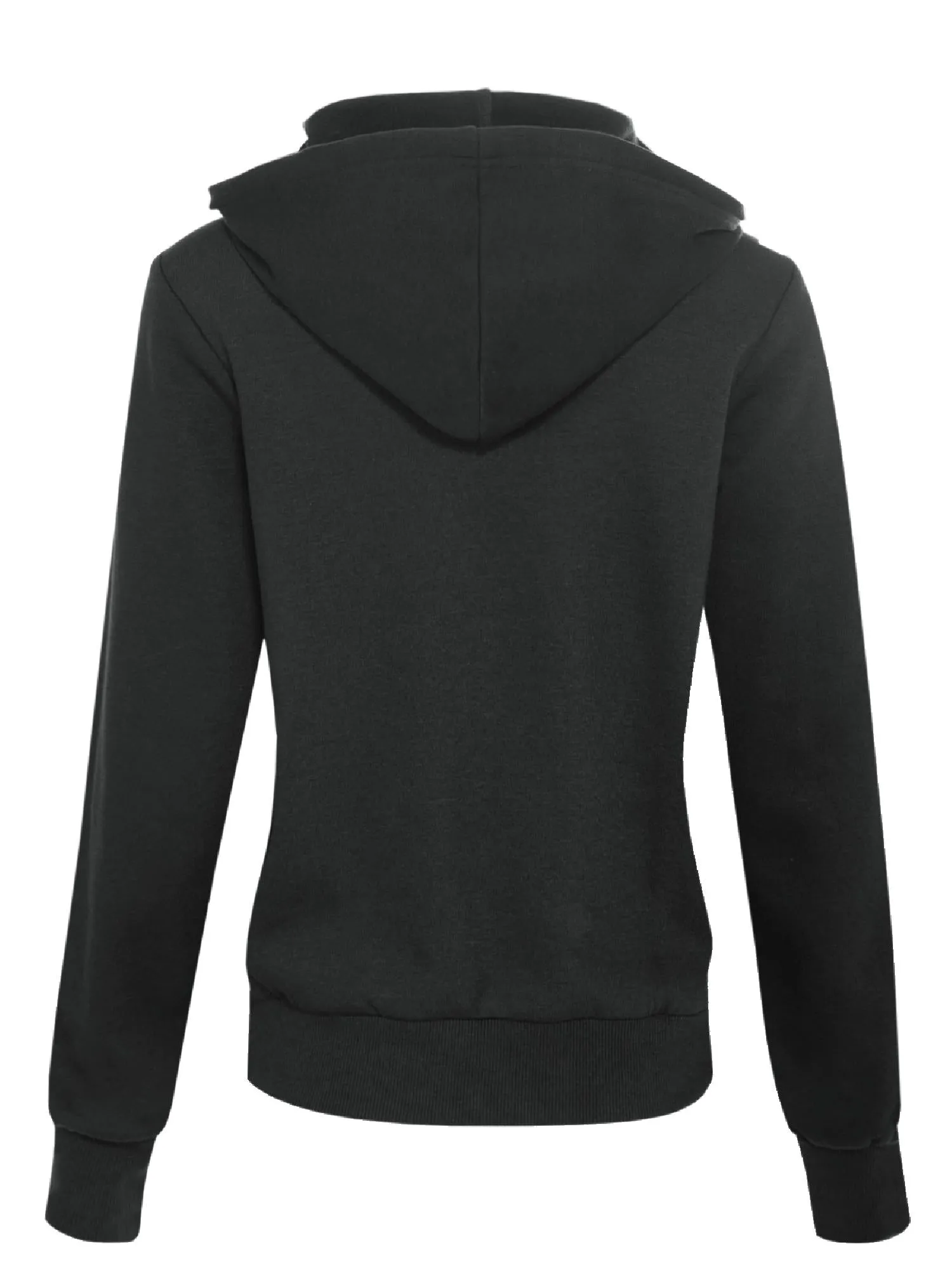 Solid Basic Long Sleeve Zip Up Fleece Jacket