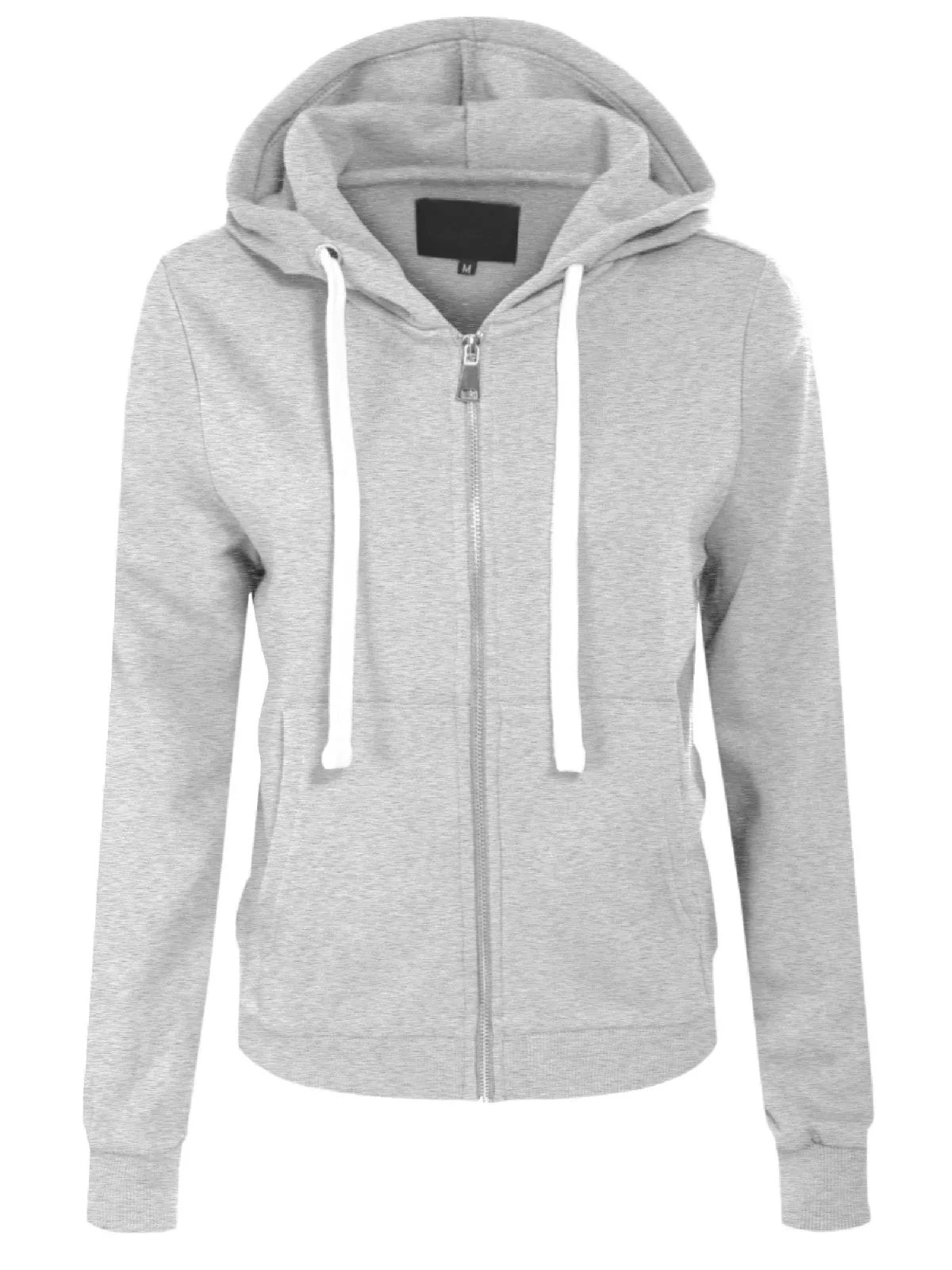 Solid Basic Long Sleeve Zip Up Fleece Jacket