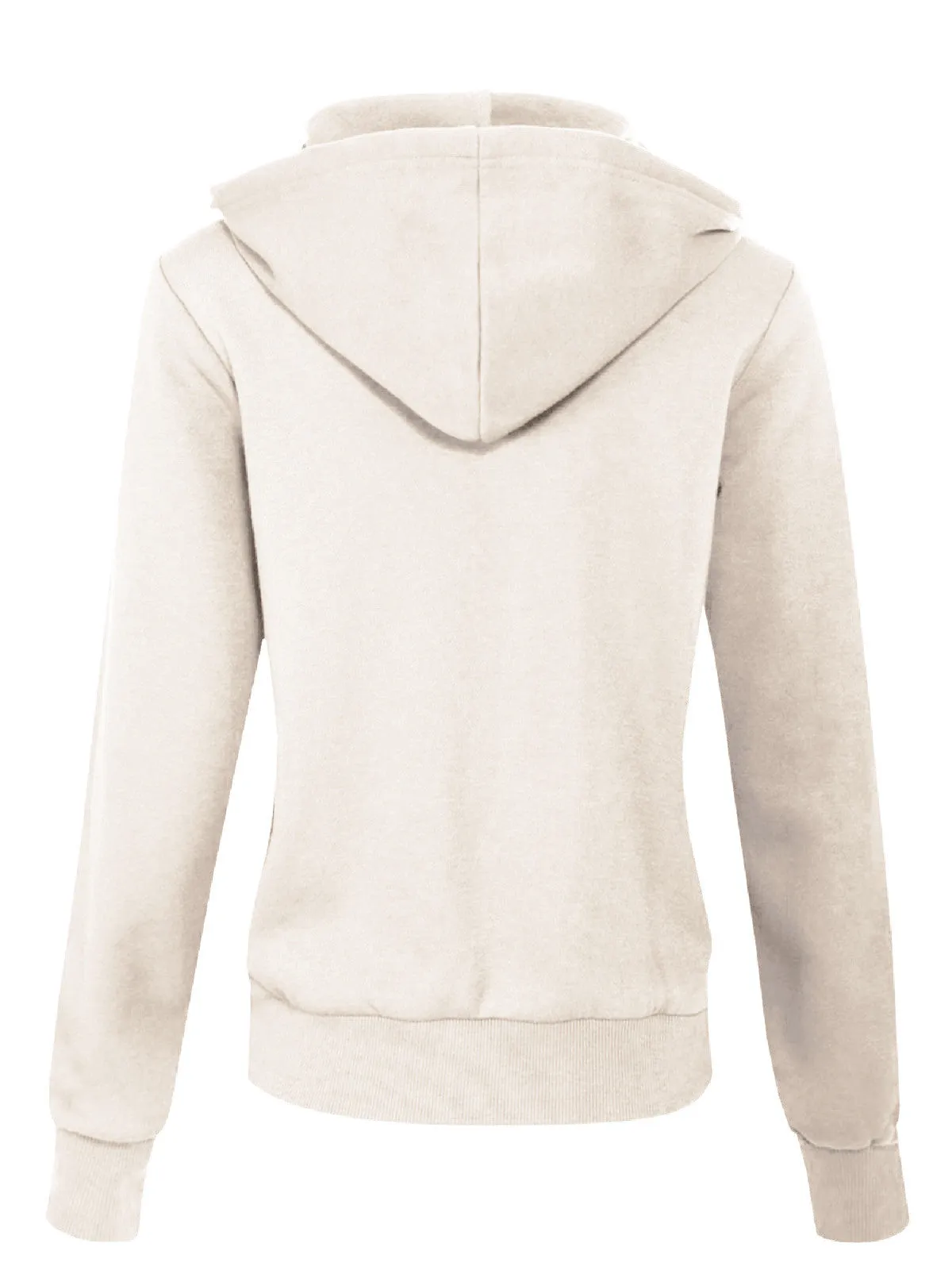 Solid Basic Long Sleeve Zip Up Fleece Jacket